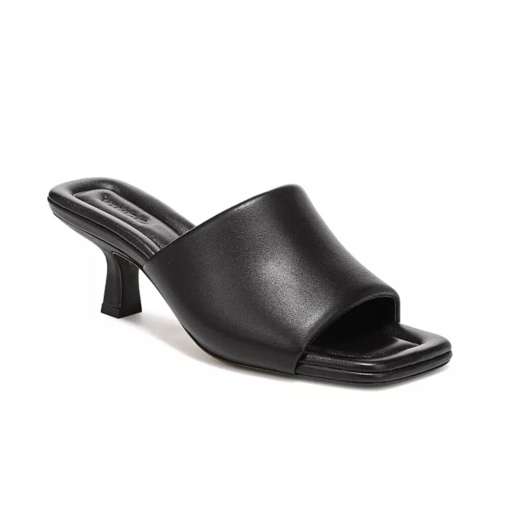 Vince Ceil Square Toe Slip On Sandals Black Leather Size EU 39 US 8.5